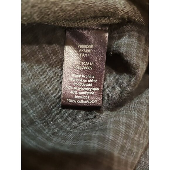 John Varvatos Men's Long Sleeve Wool Shirt Medium Charcoal Gray Checkered Back - Picture 7 of 8